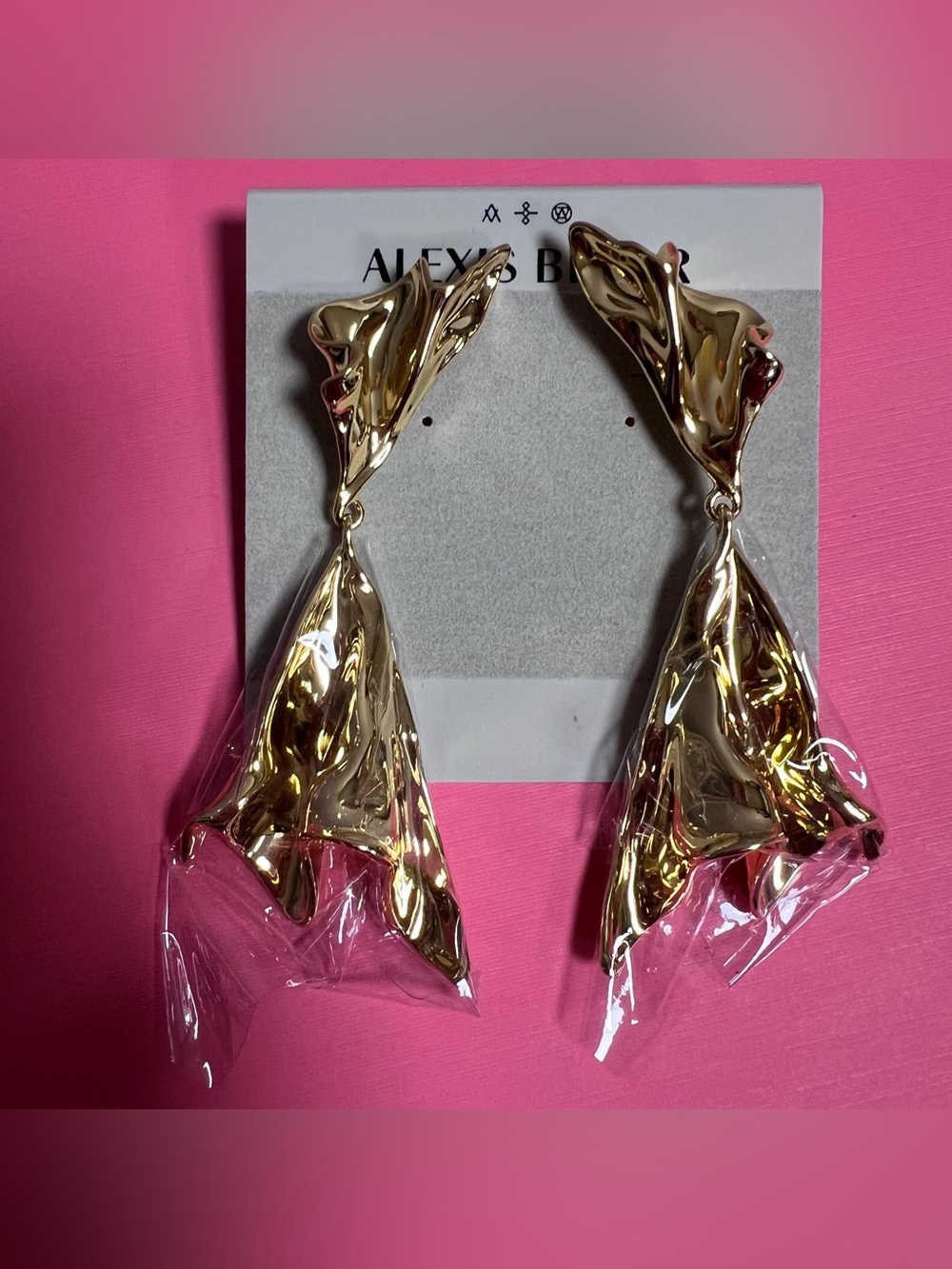 Alexis Bittar Crumpled Ruffle Drop Earrings Gold NWT